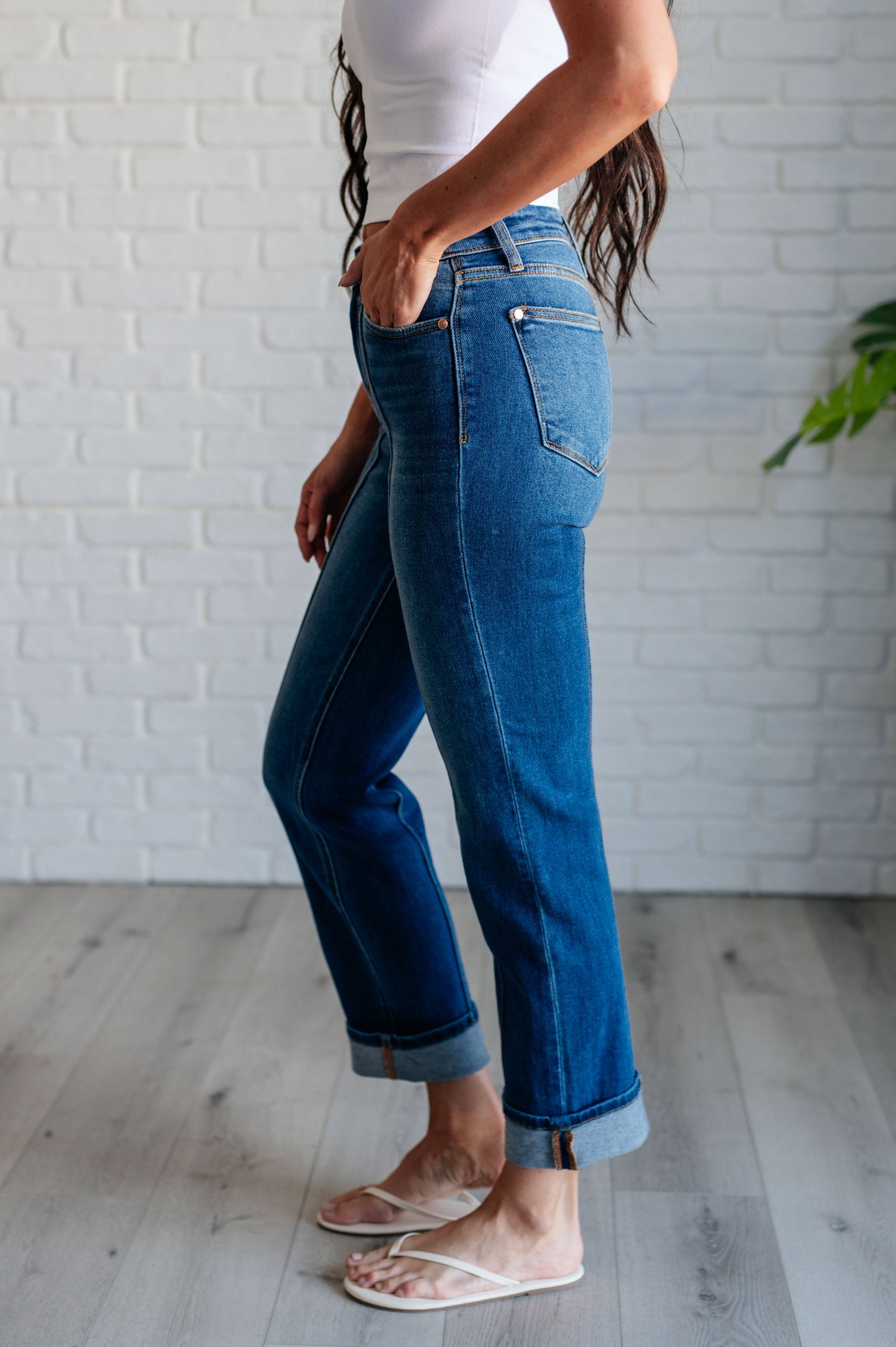 Judy Blue ~ Campbell High Rise Center Seam Detail Straight Jeans