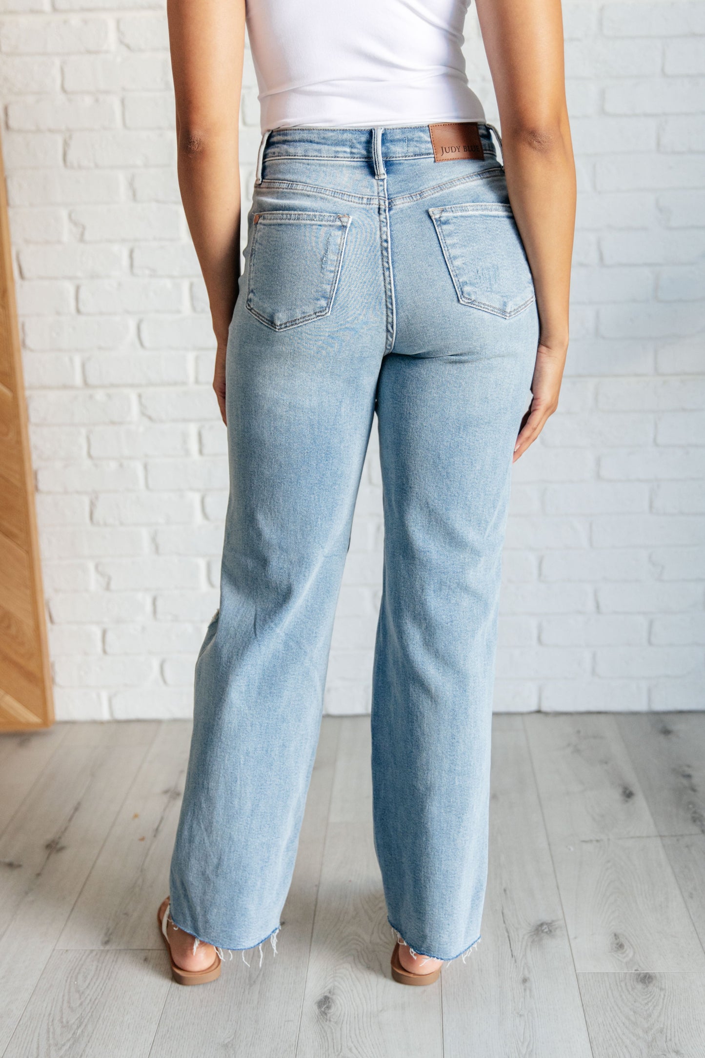 Judy Blue ~ Ramona High Rise Rigid Magic Destroyed Straight Jeans