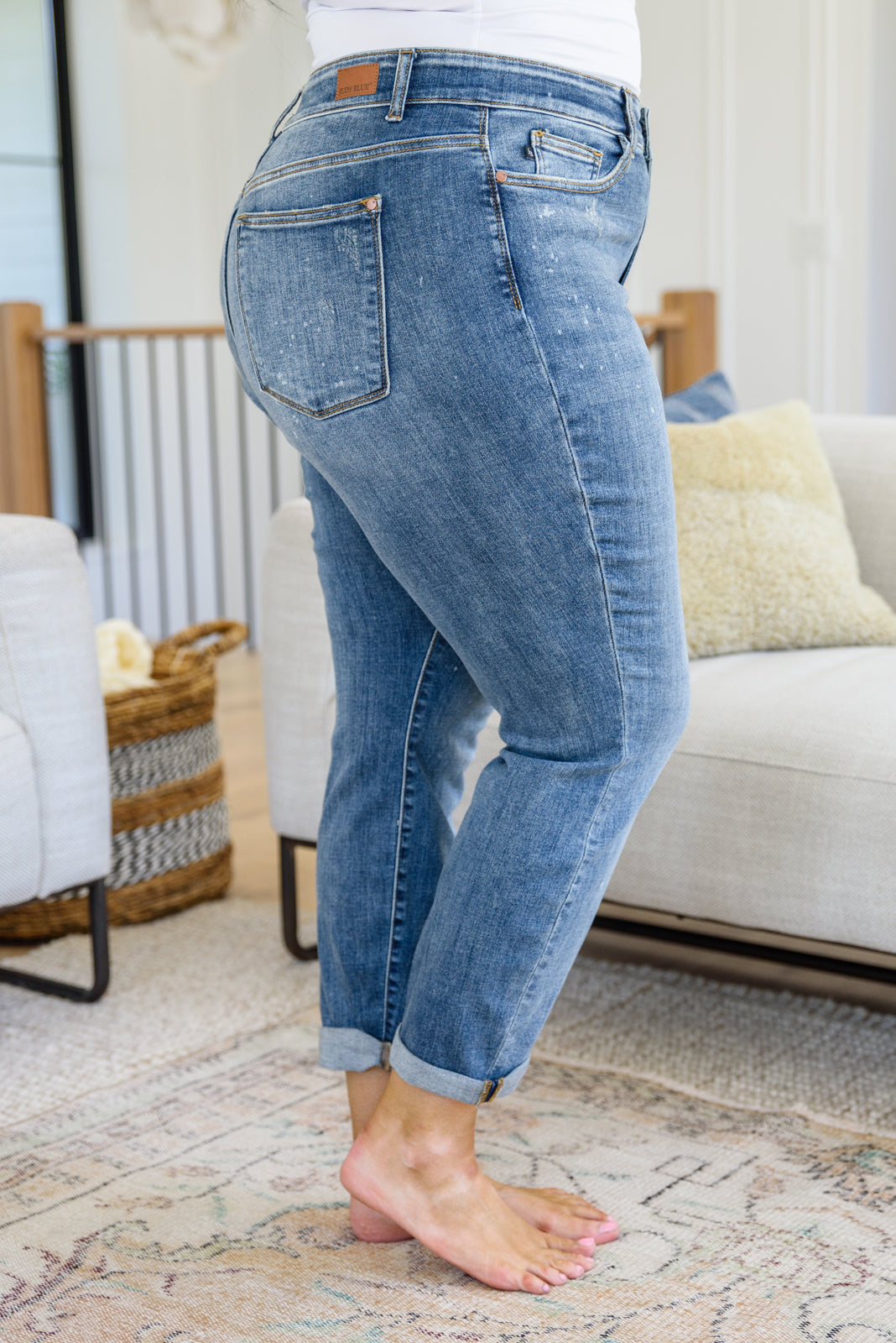 Judy Blue ~ Corey Hi Rise Bleach Splash Boyfriend Jeans