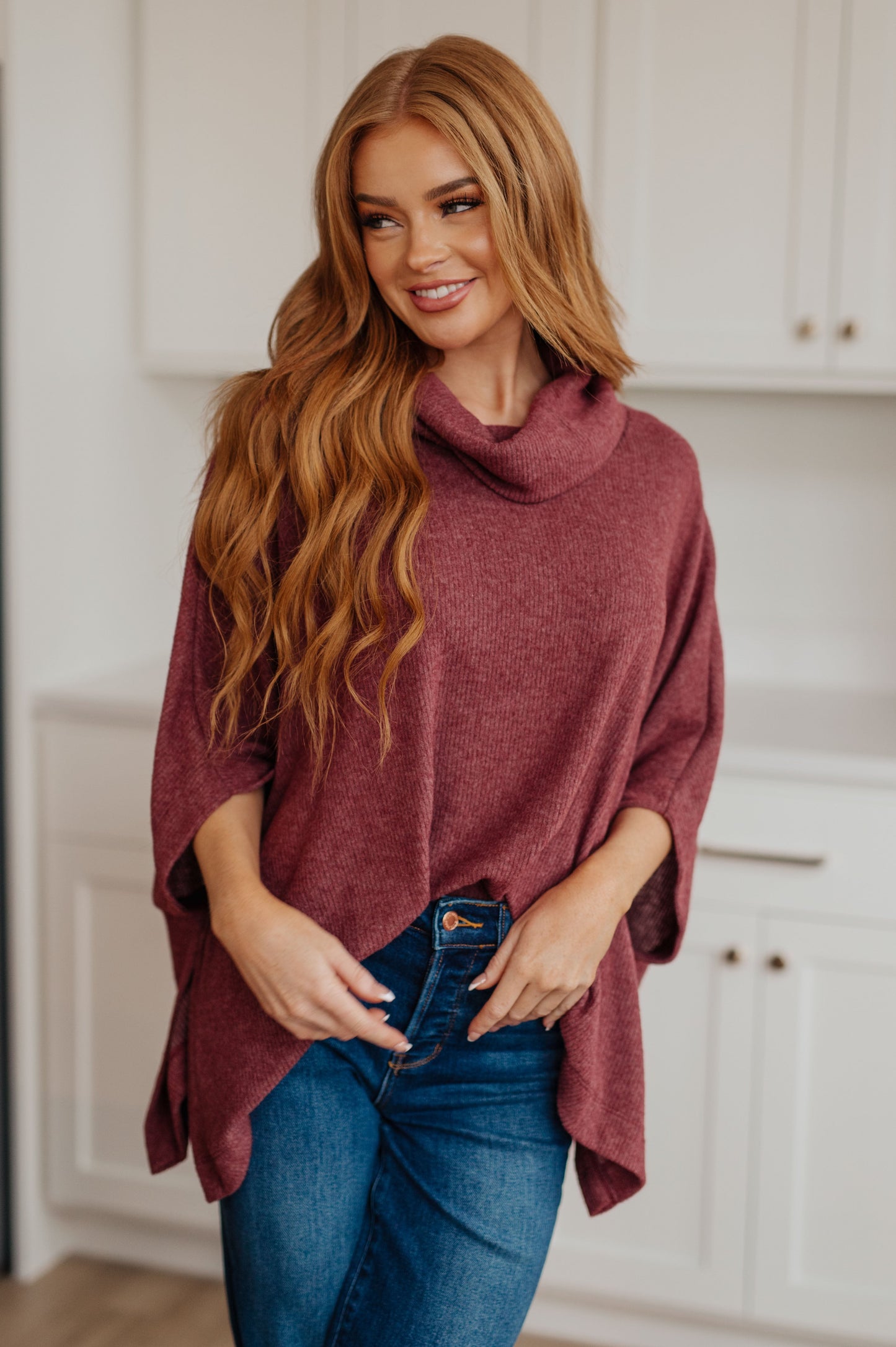 Forgive Me Cowl Neck Poncho Top