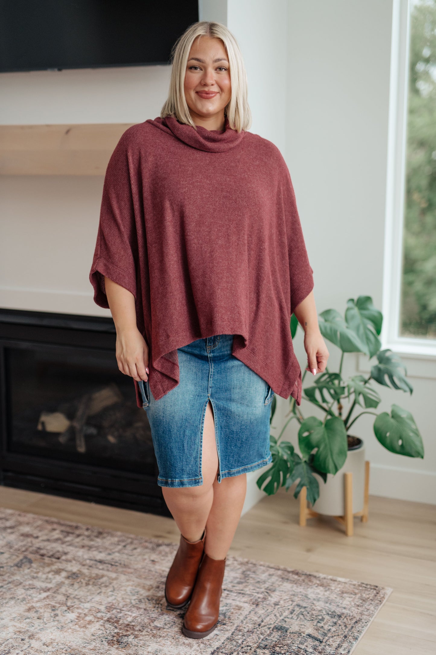 Forgive Me Cowl Neck Poncho Top