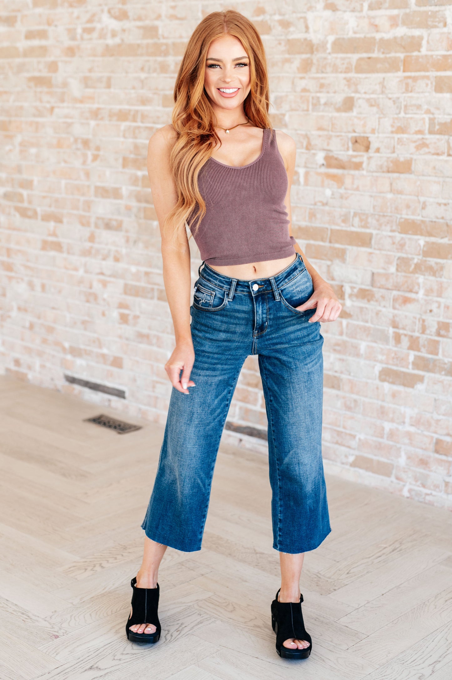 Judy Blue ~ Hayes High Rise Wide Leg Crop Jeans