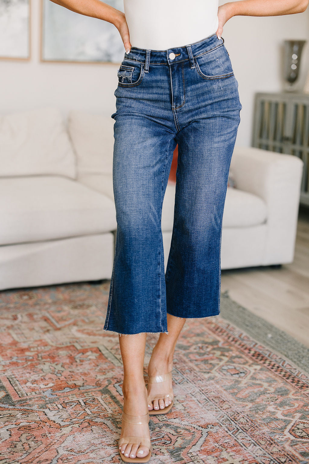 Judy Blue ~ Hayes High Rise Wide Leg Crop Jeans