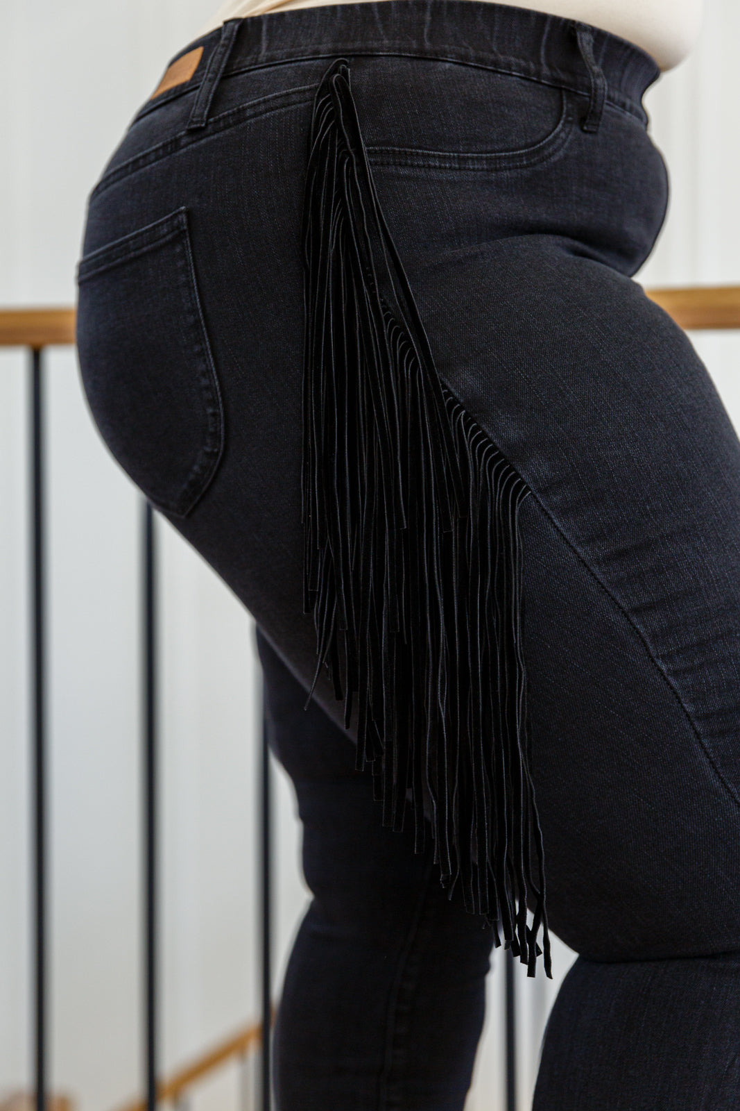 Judy Blue ~ Hilary Side Fringe Skinny Jegging In Black