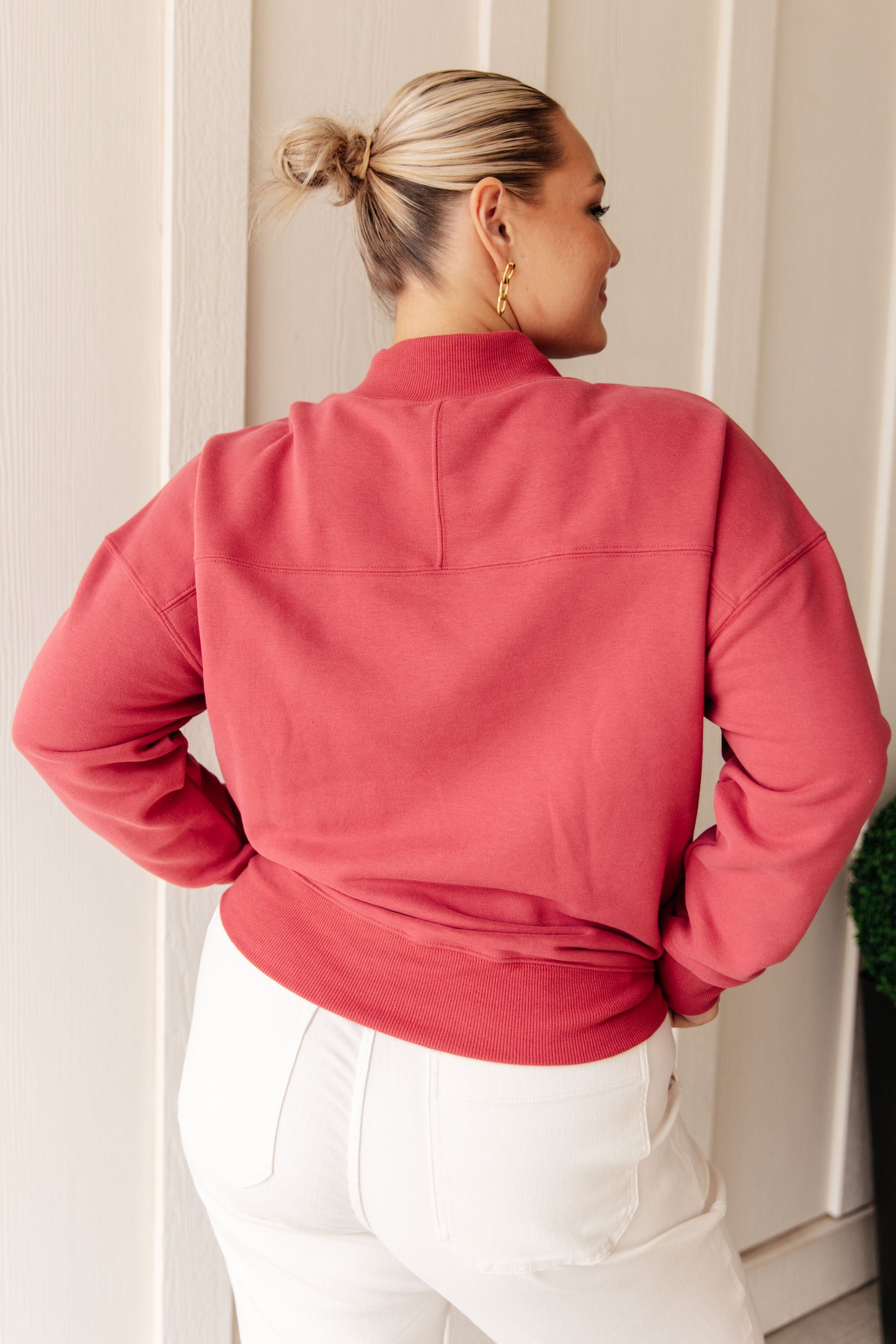 Make No Mistake Mock Neck Pullover Top in Cranberry