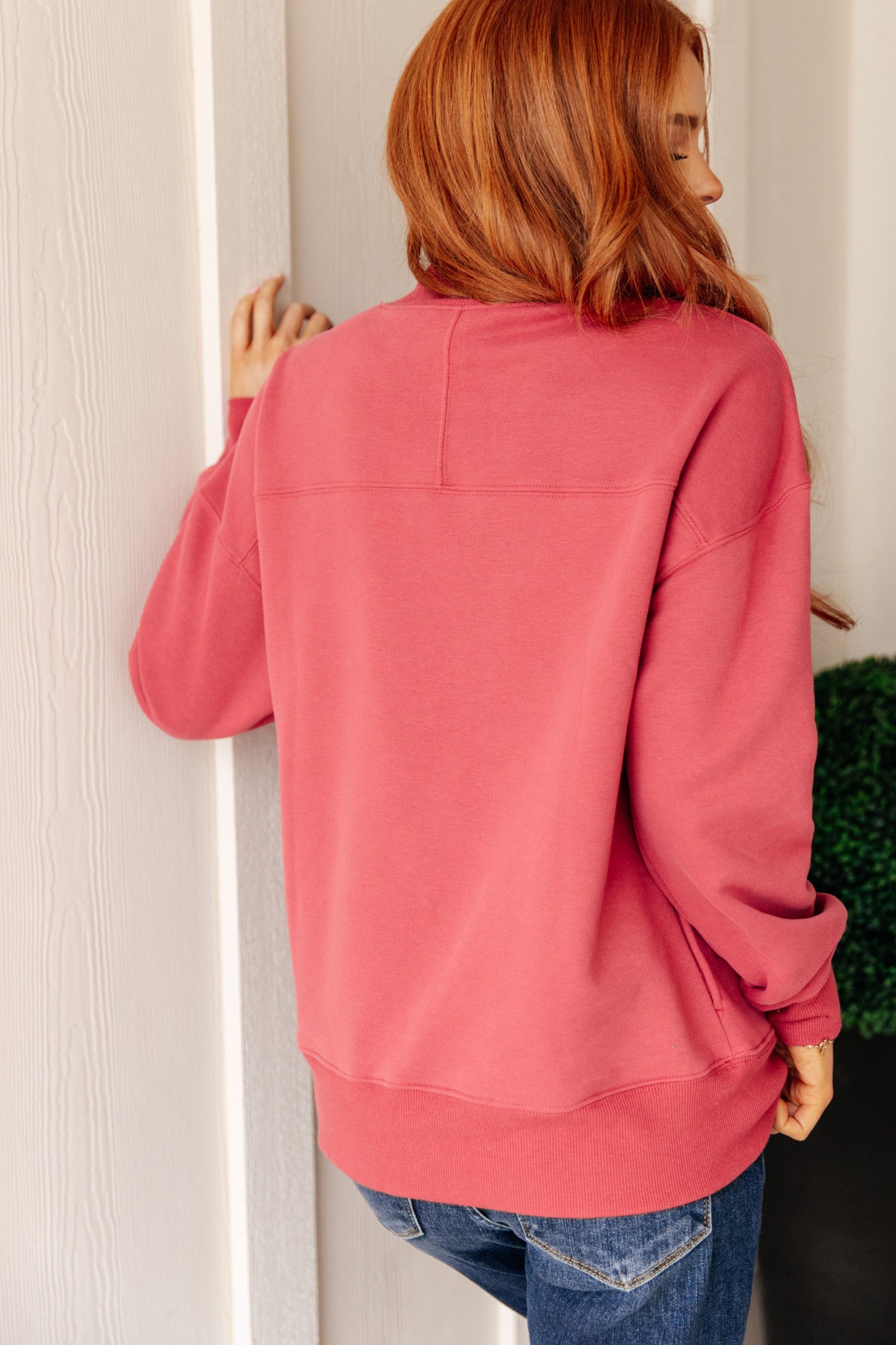 Make No Mistake Mock Neck Pullover Top in Cranberry