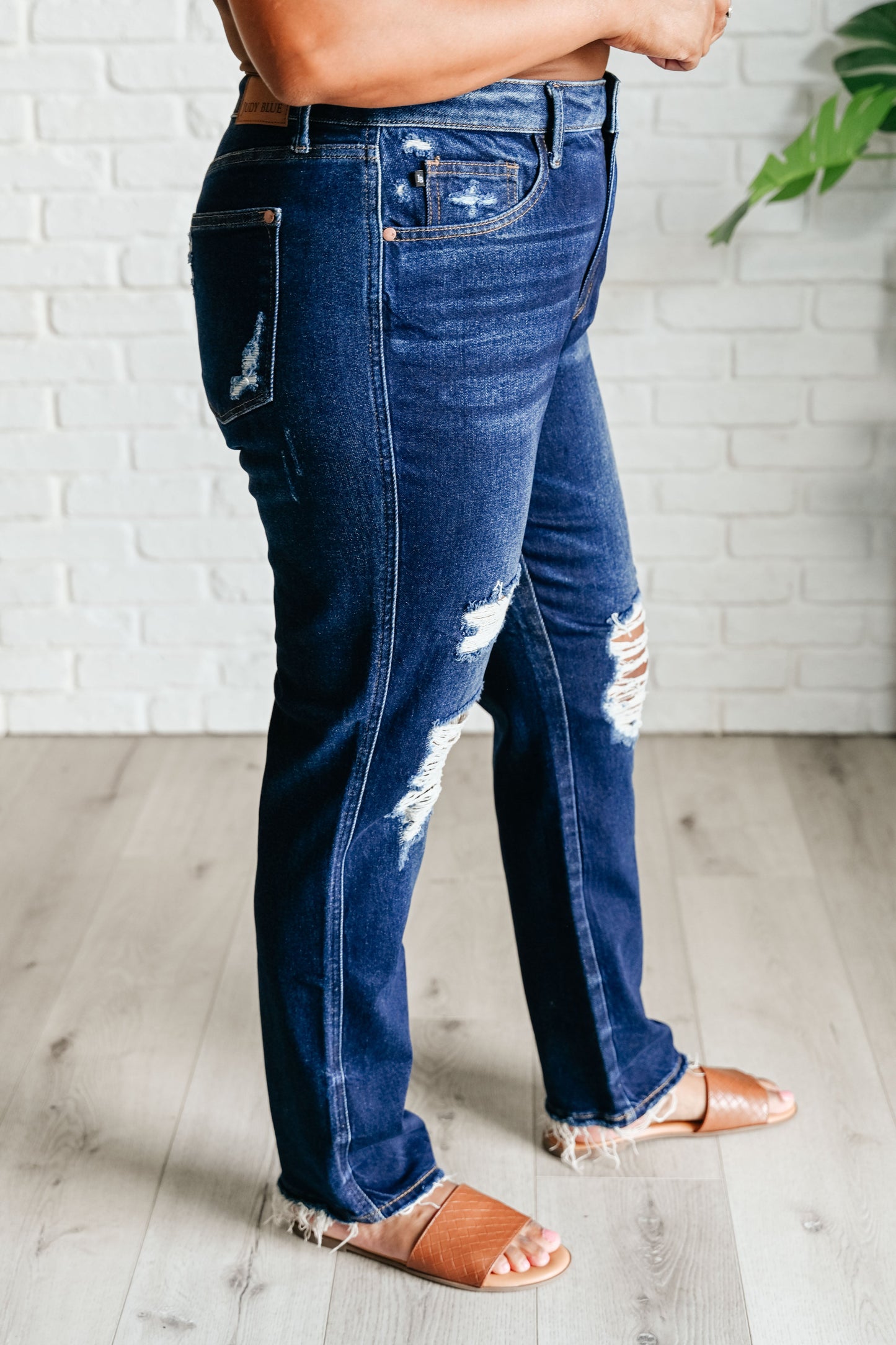 Judy Blue ~ Montana High Rise Rigid Magic Distressed Straight Jeans