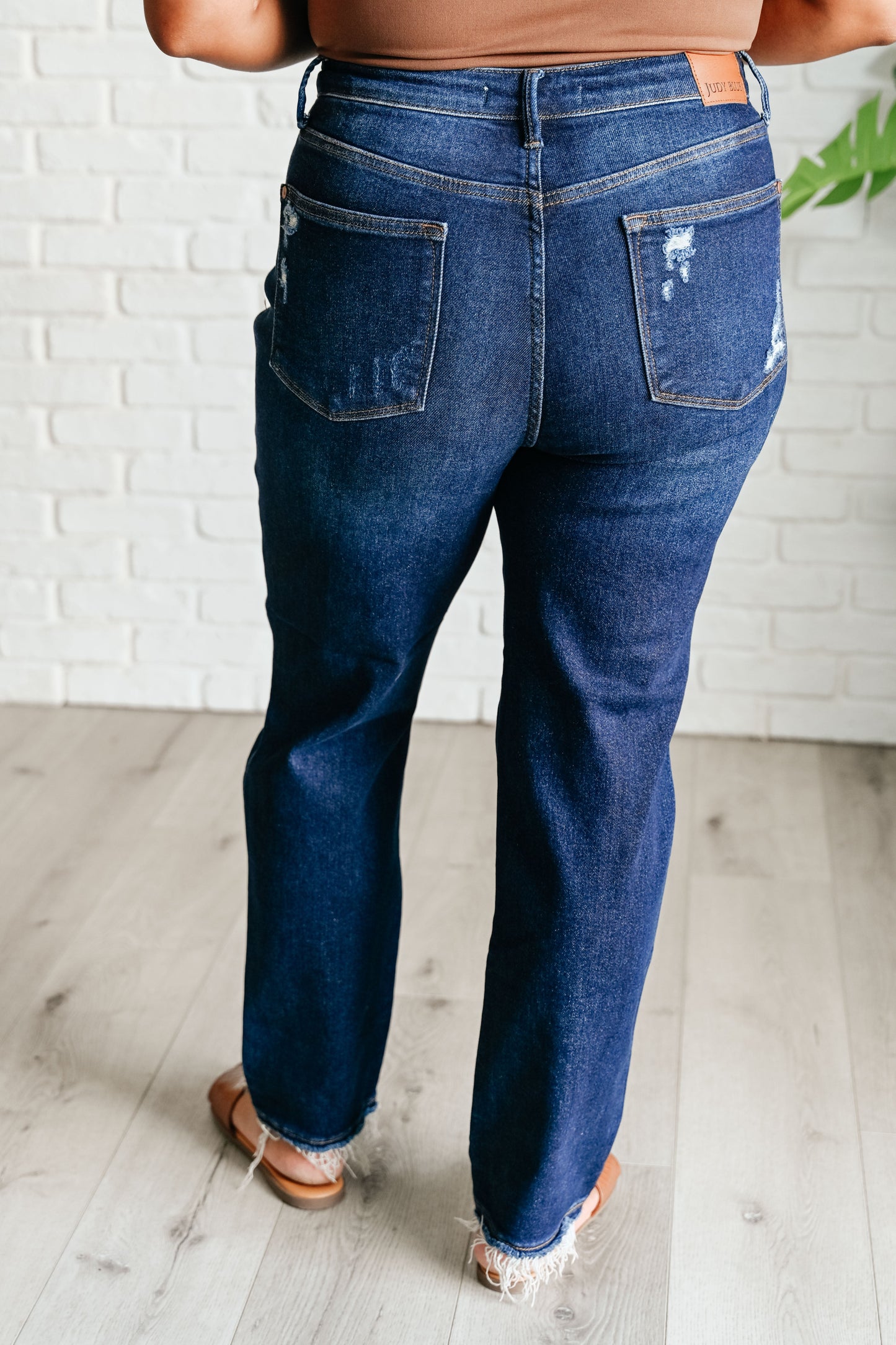 Judy Blue ~ Montana High Rise Rigid Magic Distressed Straight Jeans