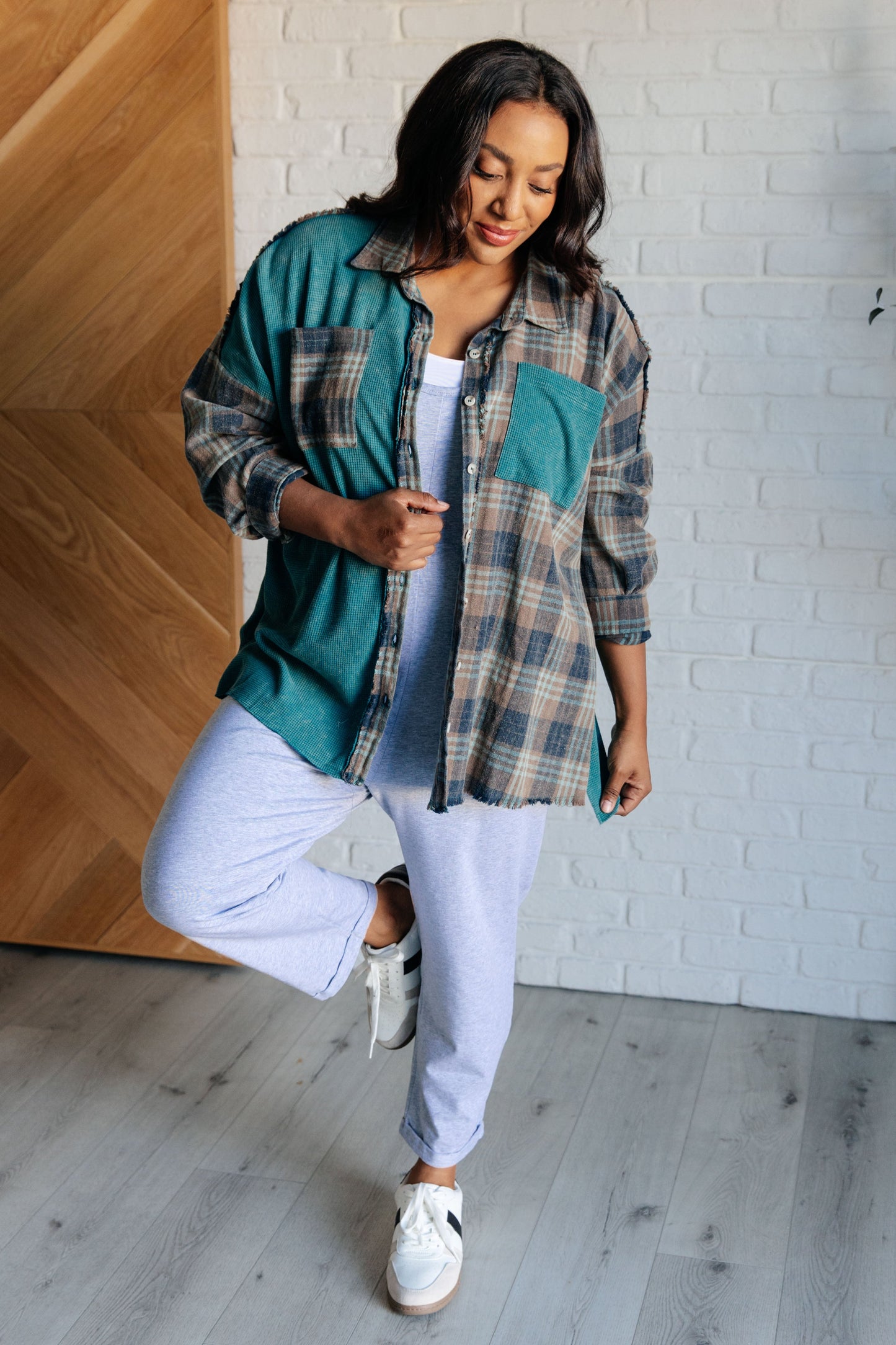 Tied for Time Thermal Plaid Button Up Shirt