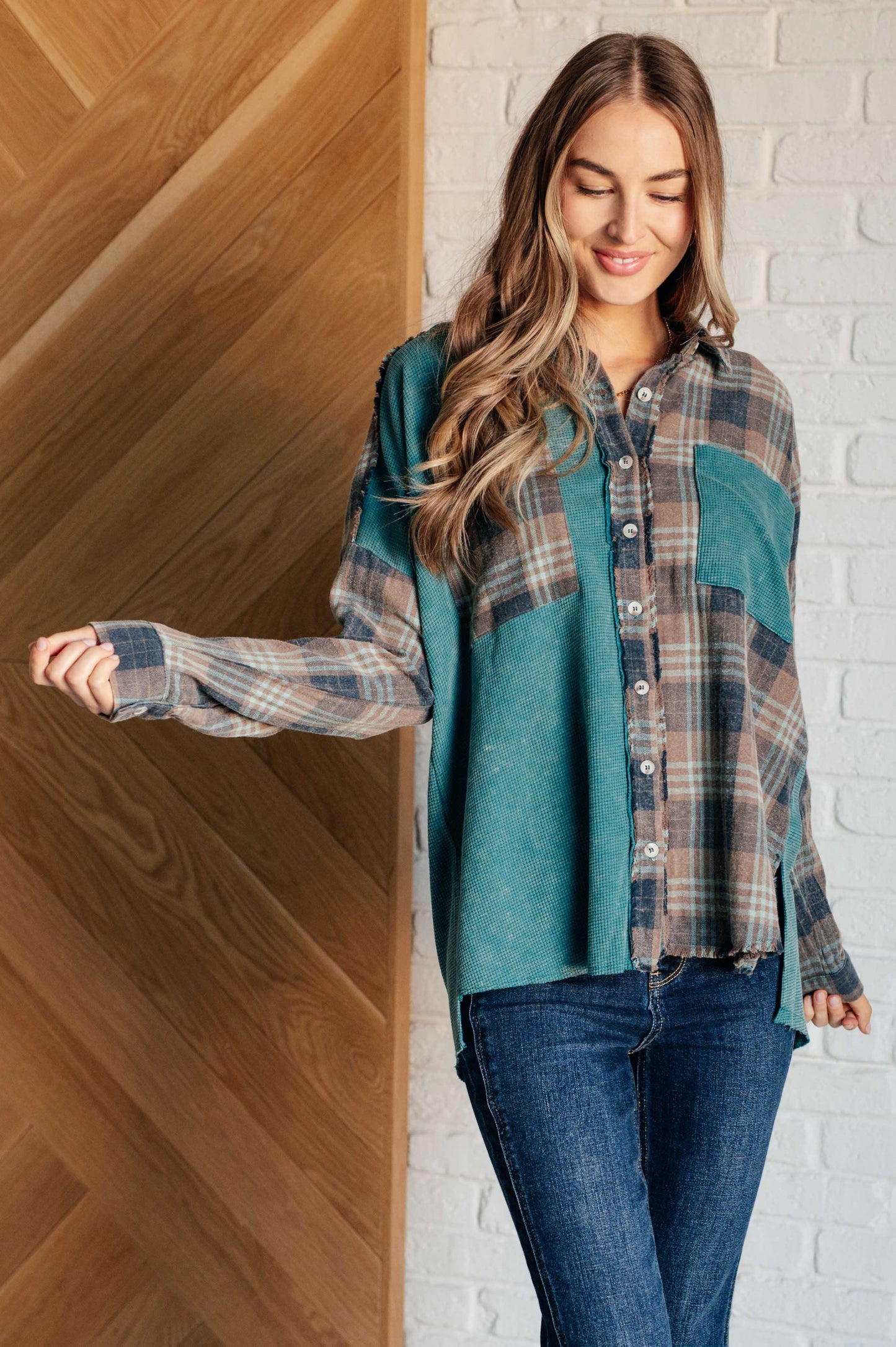 Tied for Time Thermal Plaid Button Up Shirt