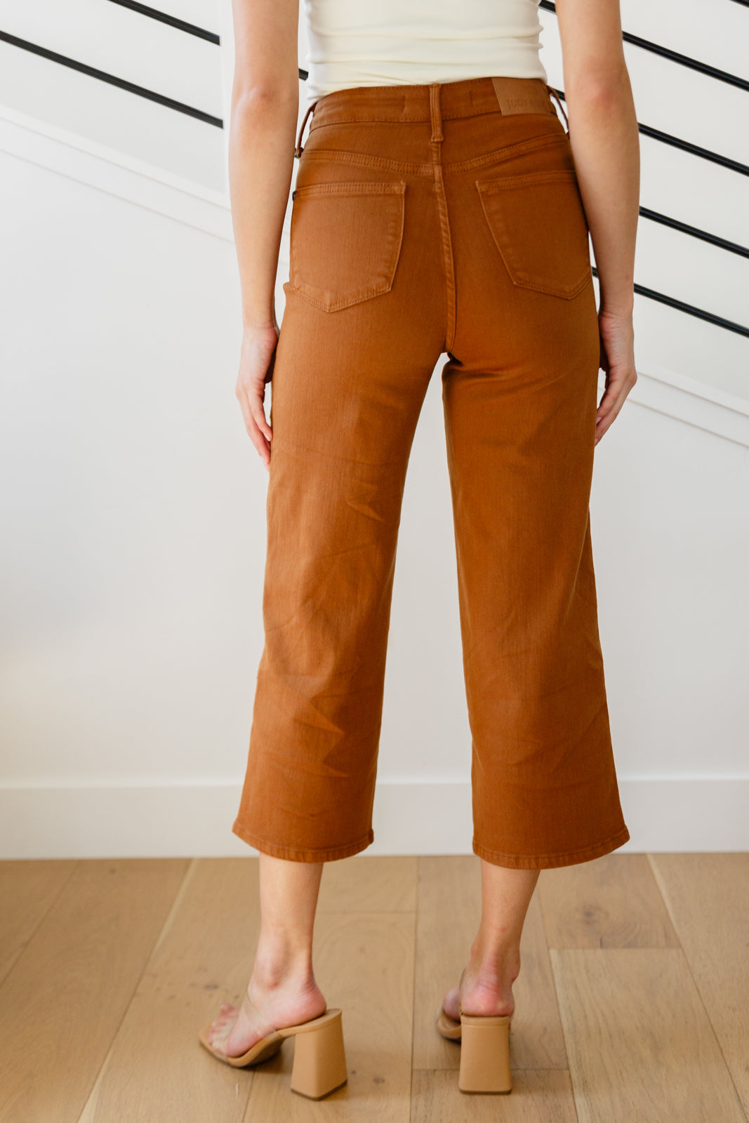 Judy Blue ~ Briar High Rise Control Top Wide Leg Crop Jeans in Camel