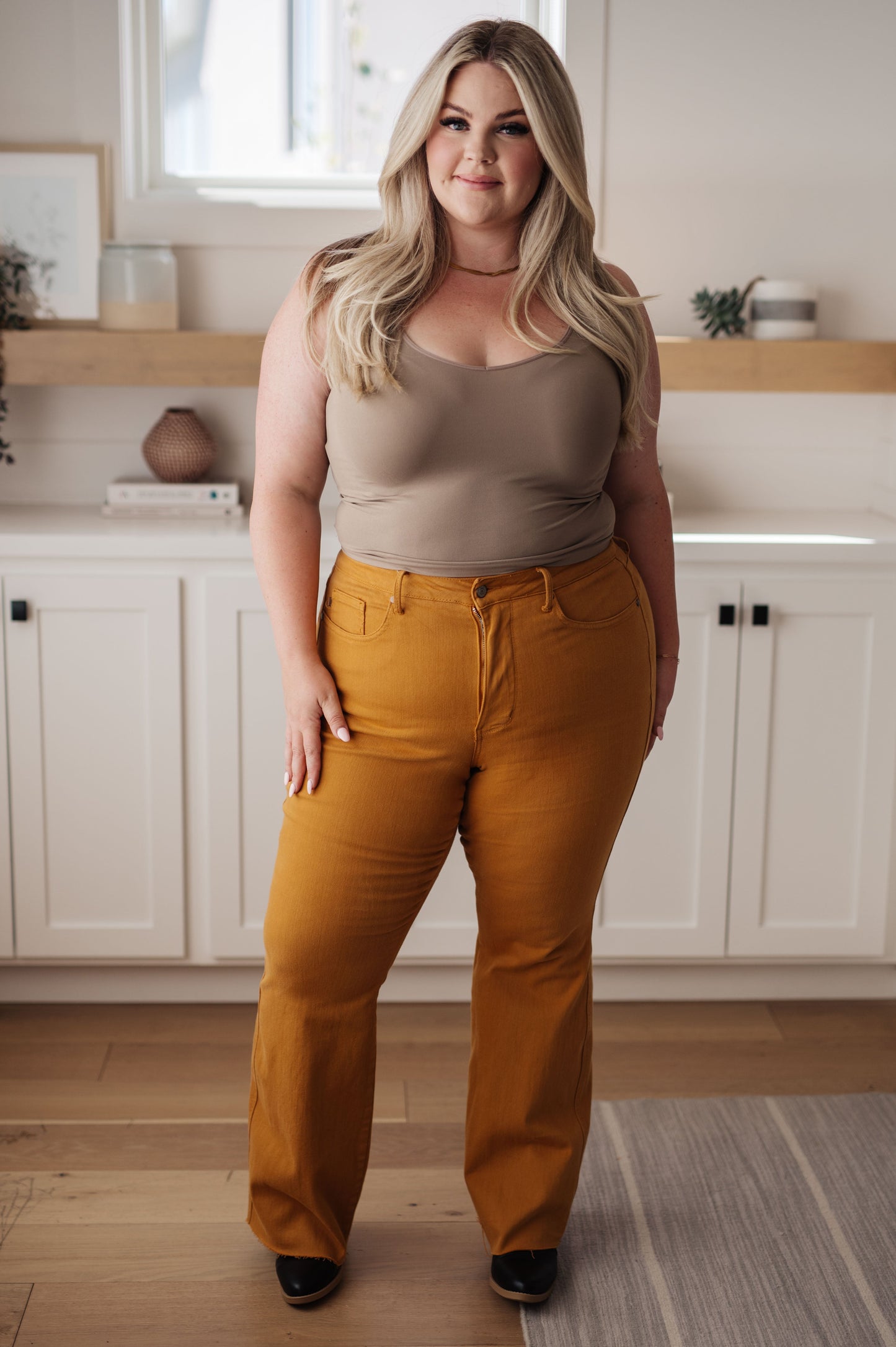 Judy Blue ~ Melinda High Rise Control Top Flare Jeans in Marigold