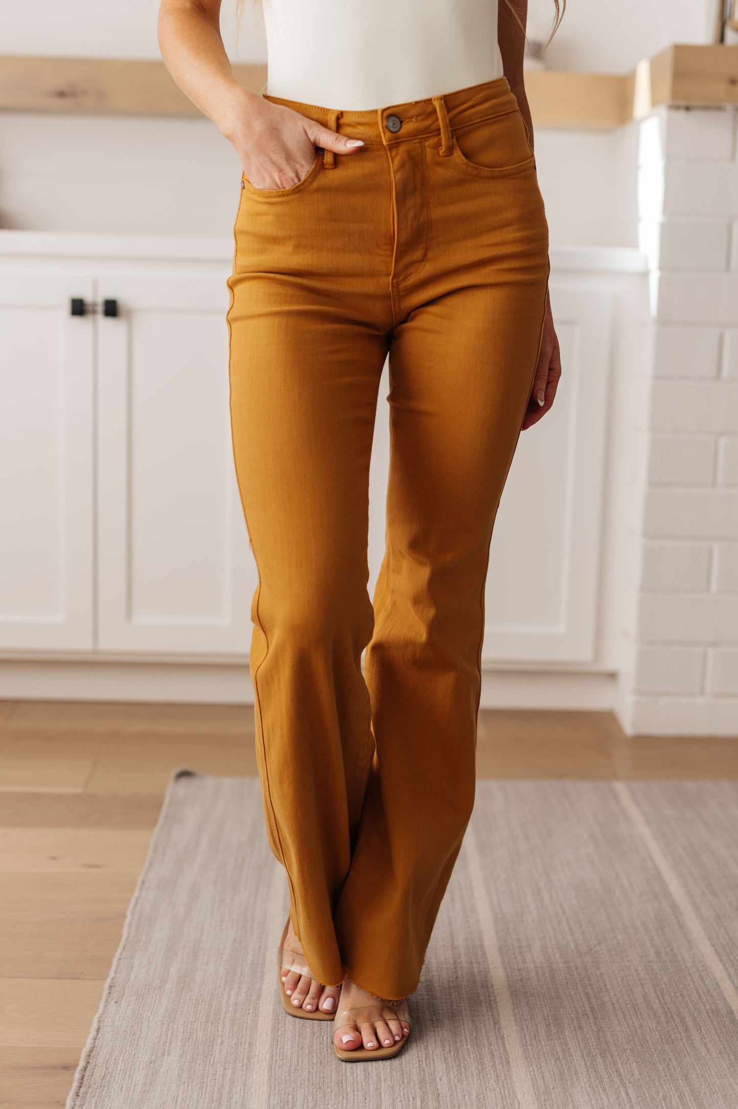 Judy Blue ~ Melinda High Rise Control Top Flare Jeans in Marigold