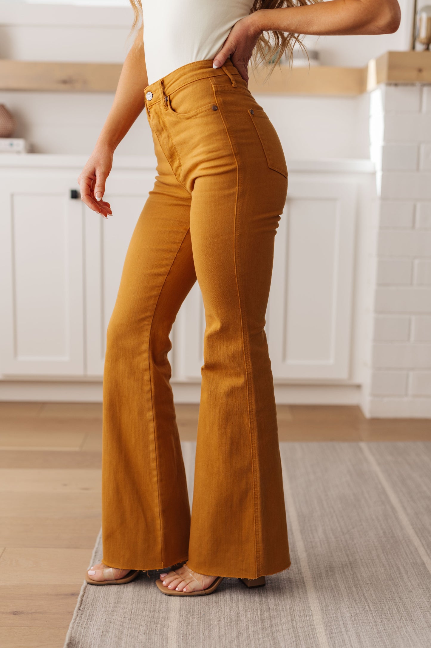 Judy Blue ~ Melinda High Rise Control Top Flare Jeans in Marigold