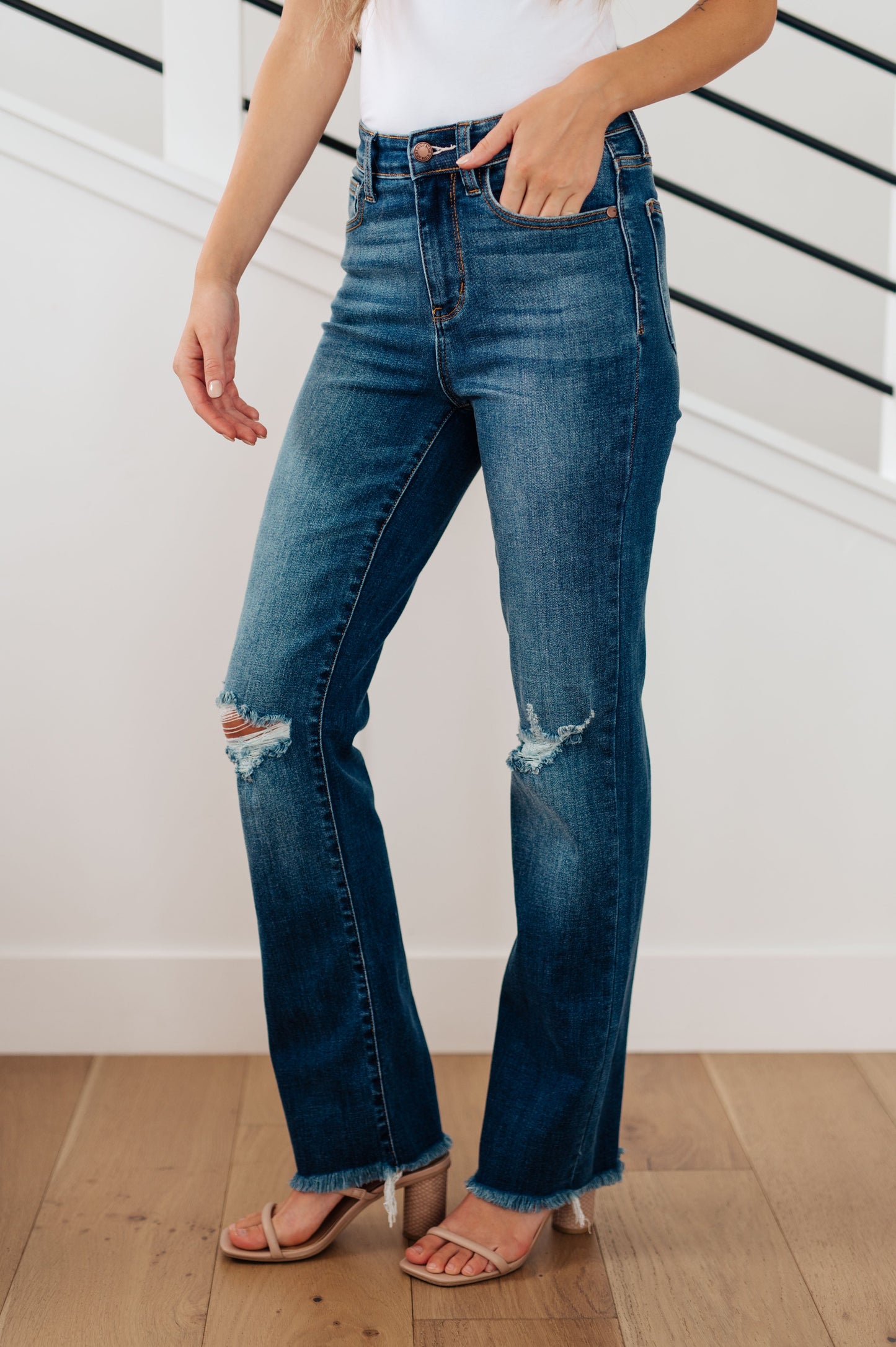 Judy Blue ~ Morgan High Rise Distressed Straight Jeans