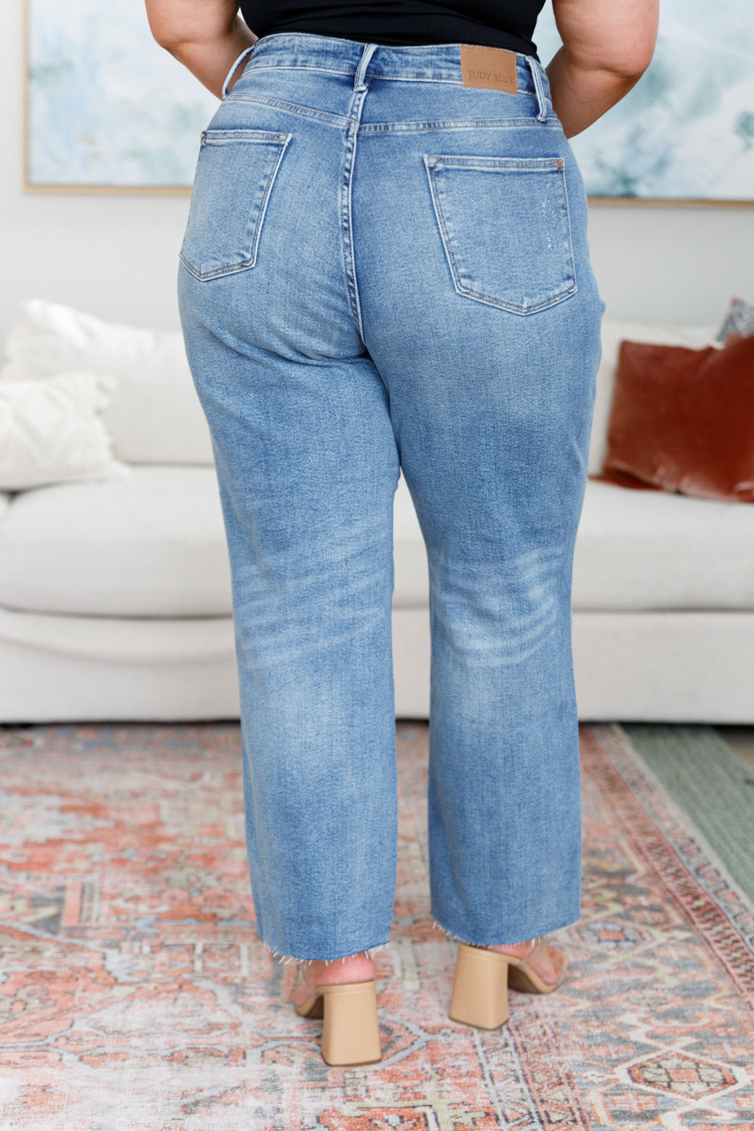 Judy Blue ~ Nora High Rise Rigid Magic Destroy Slim Straight Jeans