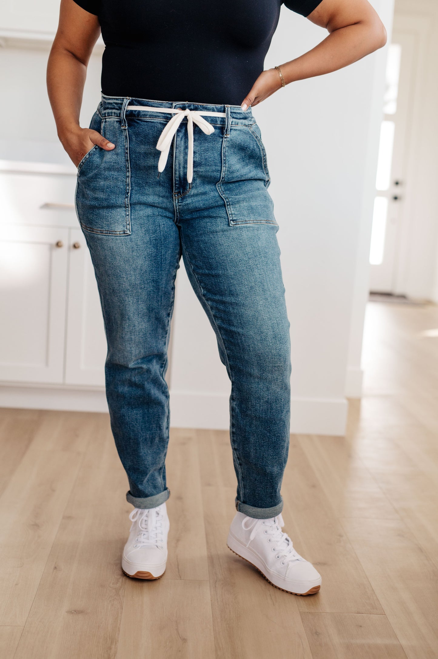 Judy Blue ~ Payton Pull On Denim Joggers in Medium Wash