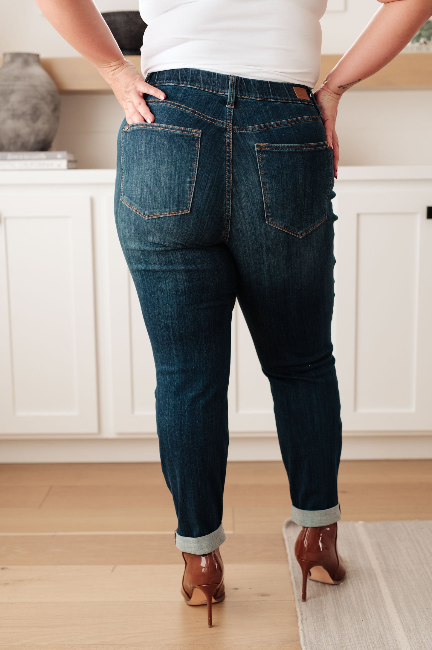 Judy Blue ~ Rowena High Rise Pull On Double Cuff Slim Jeans