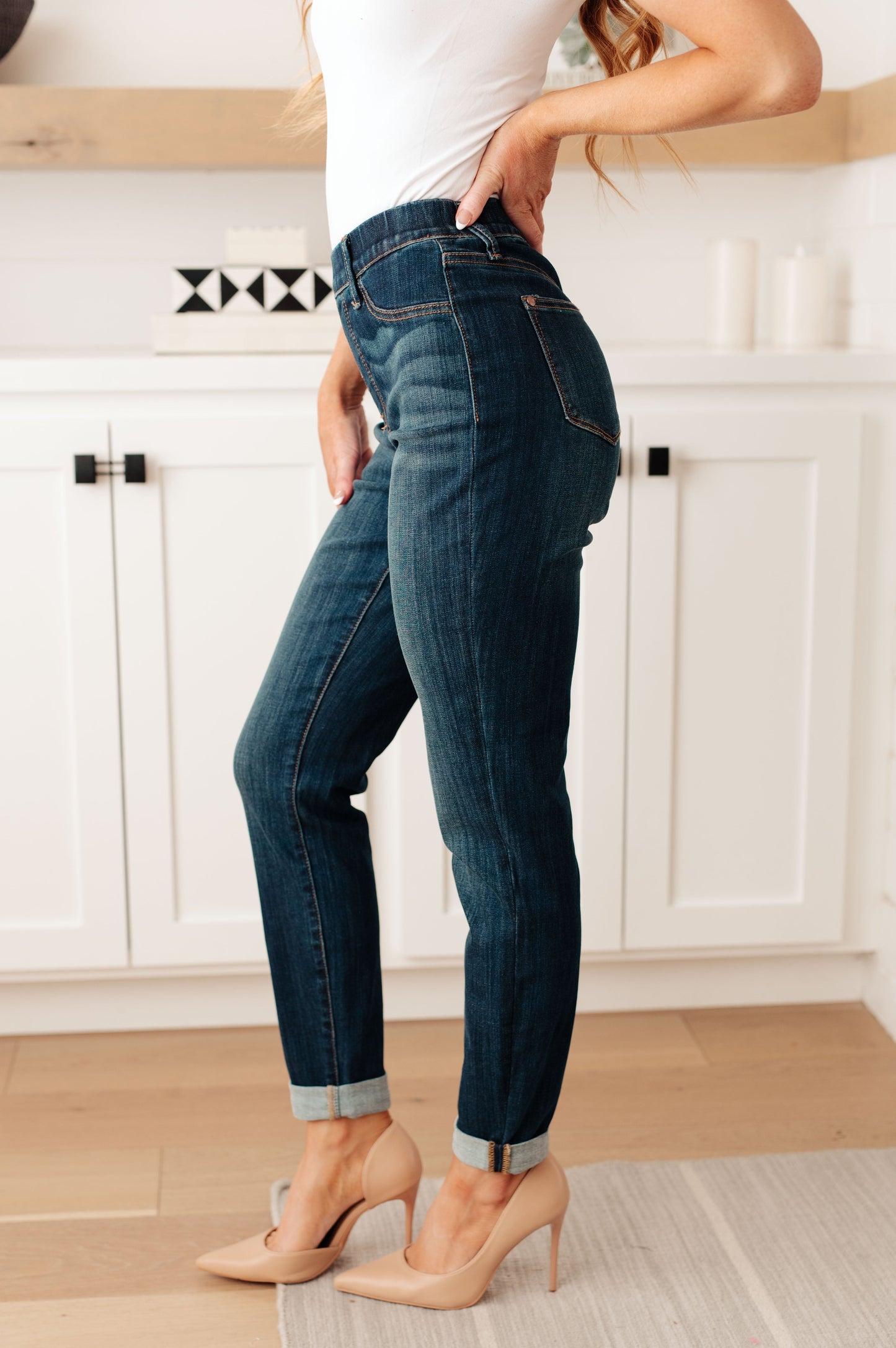 Judy Blue ~ Rowena High Rise Pull On Double Cuff Slim Jeans