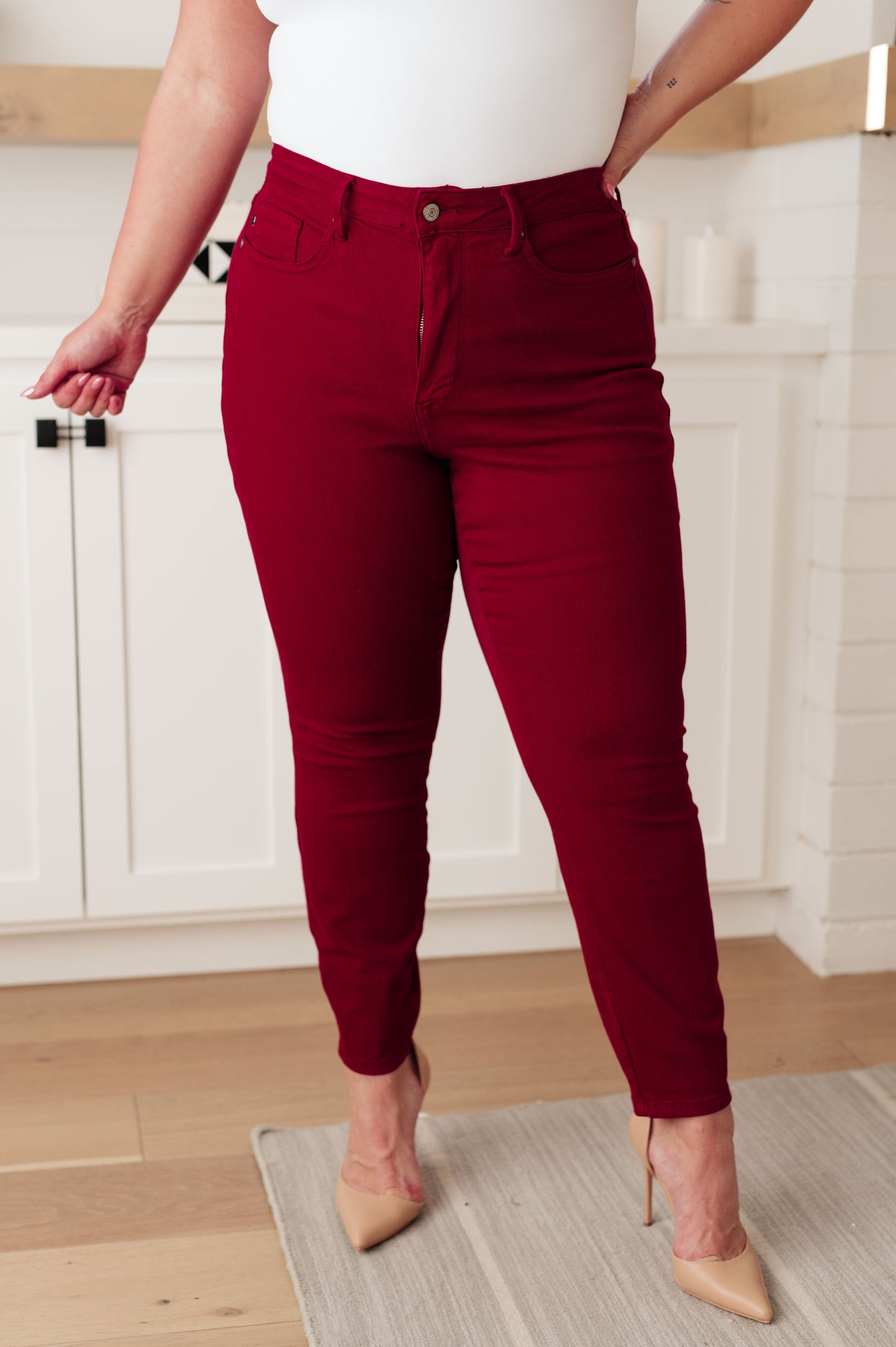 Judy Blue ~ Wanda High Rise Control Top Skinny Jeans Scarlet