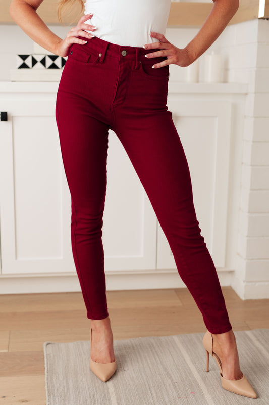 Judy Blue ~ Wanda High Rise Control Top Skinny Jeans Scarlet